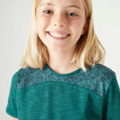 Ademend Gymshirt Met Korte Mouwen Voor Meisjes 500 AOP -Mode Geest Verkoop 2 in 1 t shirt voor meisjes groen 2