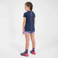 Ademende Hardloopshort En Korte Tight 2-in-1 Meisjes DRY+ Jeansblauw En Zachtpaars -Mode Geest Verkoop ademende hardloopshort en korte tight 2 in 1 meisjes dry jeansblauw en zachtpaars 13