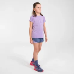 Ademende Hardloopshort En Korte Tight 2-in-1 Meisjes DRY+ Jeansblauw En Zachtpaars -Mode Geest Verkoop ademende hardloopshort en korte tight 2 in 1 meisjes dry jeansblauw en zachtpaars 2