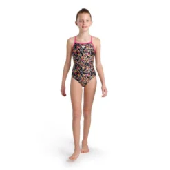 Arena Girl's Allover Lightdrop Swimsuit - Freak Rose/Black/Multi -Mode Geest Verkoop arena girls allover lightdrop swimsuit freak roseblackmulti 2