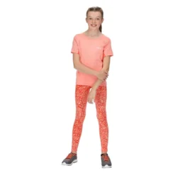 Regatta Atkin II Legging Met Dierenprint Voor Kinderen/Kinderen (Neon Peach) -Mode Geest Verkoop atkin ii legging met dierenprint voor kinderenkinderen neon peach 2