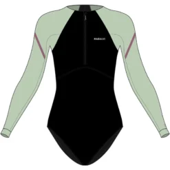 Badpak Met Lange Mouwen Dames Kamy Long Zwart Groen