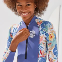 Badpak Met Lange Mouwen Voor Surfen Meisjes -Mode Geest Verkoop badpak met lange mouwen voor meisjes stormblauw 3