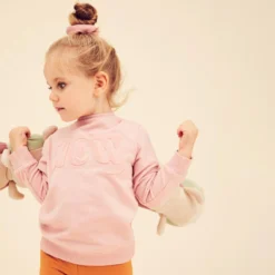 Kindersweater Peuter- En Kleutergym Decat'oons -Mode Geest Verkoop basic sweater voor kinderen roze met motief 3