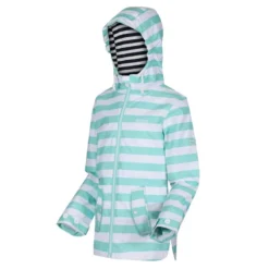 Regatta Bibiana Stripe Hooded Waterdichte Jas Voor Kinderen/Kinderen (Aruba Blauw) -Mode Geest Verkoop bibiana stripe hooded waterdichte jas voor kinderenkinderen aruba blauw 2