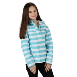 Regatta Bibiana Stripe Hooded Waterdichte Jas Voor Kinderen/Kinderen (Aruba Blauw) -Mode Geest Verkoop bibiana stripe hooded waterdichte jas voor kinderenkinderen aruba blauw 3