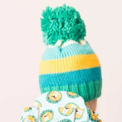 Blade & Rose GROEN EN MOSTERD KINDER SKIMUTS MET GROTE POMPON -Mode Geest Verkoop groen en mosterd kinder skimuts met grote pompon 4