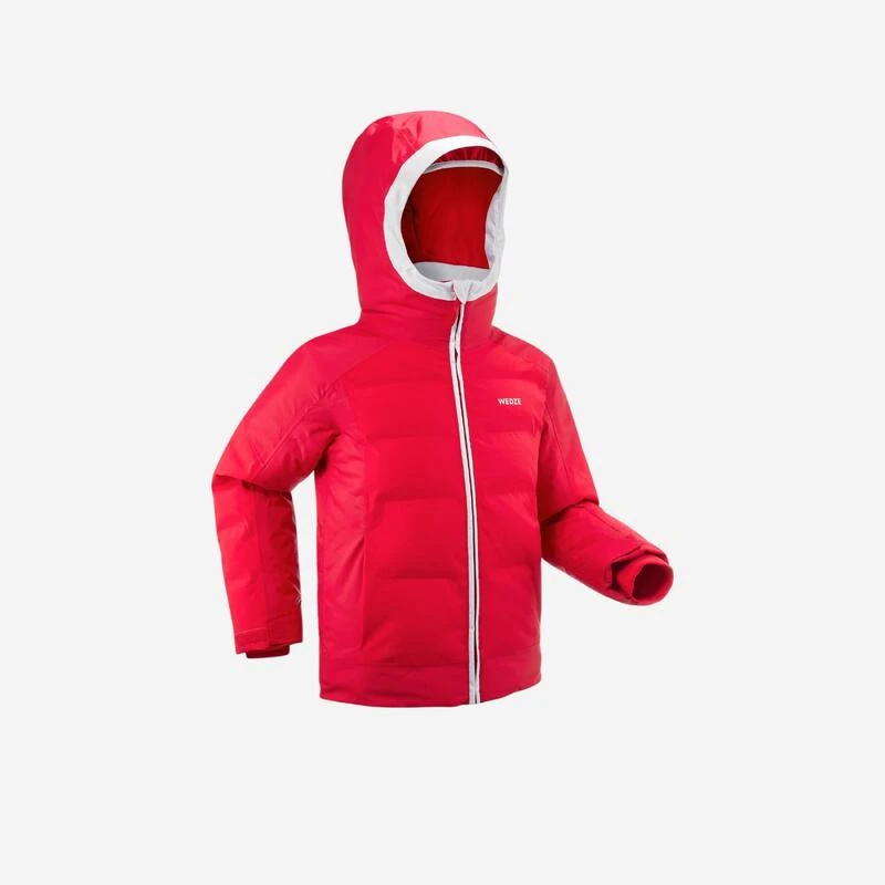 WEDZE Warme En Waterdichte Ski-jas Voor Kinderen 580 WARM Grijs/koraal 1 WEDZE Warme En Waterdichte Ski-jas Voor Kinderen 580 WARM Grijs/koraal