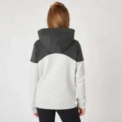 Hoodie Voor Kinderen 500 Ademend Katoen Gemêleerd -Mode Geest Verkoop hoodie voor kinderen 500 ademend katoen gemeleerd lichtgrijs en zwart 2