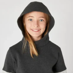 Hoodie Voor Kinderen 500 Ademend Katoen Gemêleerd -Mode Geest Verkoop hoodie voor kinderen 500 ademend katoen gemeleerd lichtgrijs en zwart 3