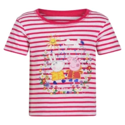 Regatta Kinderen/Kinderen Peppa Pig Stripe Tshirt (Roze Fusion/Wit)