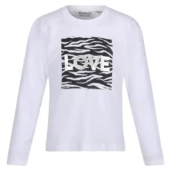 Regatta Kinder/Kinder Wenbie III Tshirt Met Zebraprint En Lange Mouwen (Wit)