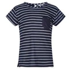 Regatta Meisjes Charabee Stripe Lichtgewicht Tshirt (Marine / Wit)