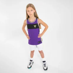 Omkeerbare Basketbal Tank Top Kinderen T500R -Mode Geest Verkoop omkeerbaar mouwloos basketbalshirt voor kinderen t500r witpaars 3