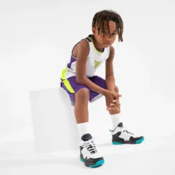 Omkeerbare Basketbal Tank Top Kinderen T500R -Mode Geest Verkoop omkeerbaar mouwloos basketbalshirt voor kinderen t500r witpaars 4