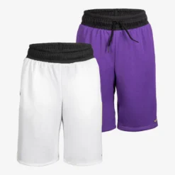 Omkeerbare Basketbalshort Voor Kinderen SH500R -Mode Geest Verkoop omkeerbare basketbalshort voor kinderen sh500r witpaars 2