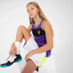 Omkeerbare Basketbalshort Voor Kinderen SH500R -Mode Geest Verkoop omkeerbare basketbalshort voor kinderen sh500r witpaars 4