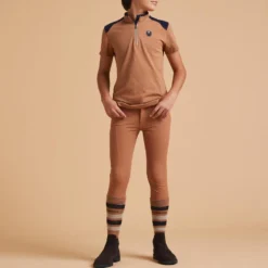POLO KORTE MOUWEN RUITERSPORT MEISJES PL500 -Mode Geest Verkoop poloshirt met korte mouwen voor ruitersport kinderen 500 karamelbruin 1
