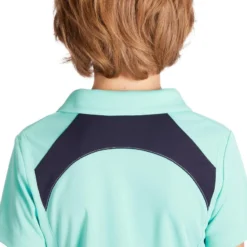 KINDERPOLO TRAINING MESH VOOR RUITERSPORT -Mode Geest Verkoop poloshirt met korte mouwen voor ruitersport kinderen 500 mesh turquoise 3