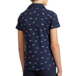 Polo Met Korte Mouwen Voor Meisjes Ruitersport 140 Girl Marineblauw/roze Patroon -Mode Geest Verkoop poloshirt met korte mouwen voor ruitersport meisjes 140 marineblauw 2