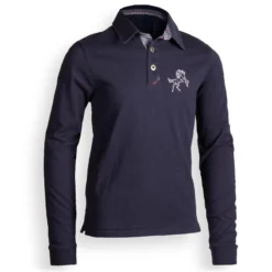 Jongenspolo Horse Met Lange Mouwen Ruitersport -Mode Geest Verkoop poloshirt met lange mouwen voor ruitersport jongens 100 marineblauw 5