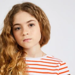 Tribord Meisjes T-shirt LM Voor Zeilen Adventure 100 -Mode Geest Verkoop streepjes t shirt met lange mouwen voor zeilen meisjes sailing 100 witrood gestreept 4