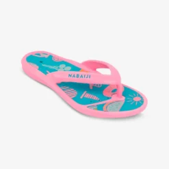 TEENSLIPPERS VOOR AAN HET ZWEMBAD KINDEREN TONGA 500 ROZE MET STRANDPRINT -Mode Geest Verkoop teenslippers voor aan het zwembad kinderen tonga 500 roze met strandprint 3