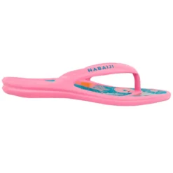 TEENSLIPPERS VOOR AAN HET ZWEMBAD KINDEREN TONGA 500 ROZE MET STRANDPRINT -Mode Geest Verkoop teenslippers voor aan het zwembad kinderen tonga 500 roze met strandprint 4