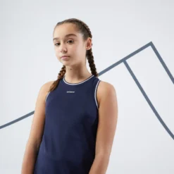 Artengo Tennisjurk Voor Meisjes TDR 500 Recht Model -Mode Geest Verkoop tennisjurk voor meisjes tdr 500 recht model marineblauw wit 2