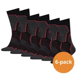 Head Wandelsokken Hiking Crew 6-pack Unisex Black/Red