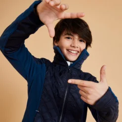 Fleece Voor Paardrijden Kinderen 500 WARM Twee Stoffen Pruimenpaars -Mode Geest Verkoop warm fleecejack voor ruitersport kinderen 500 bi materiaal marineblauw 2