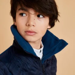 Fleece Voor Paardrijden Kinderen 500 WARM Twee Stoffen Pruimenpaars -Mode Geest Verkoop warm fleecejack voor ruitersport kinderen 500 bi materiaal marineblauw 3