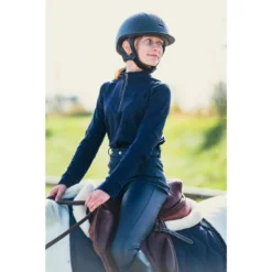 Warm Poloshirt Voor Paardrijden Kinderen 500 WARM Lange Mouwen -Mode Geest Verkoop warme paardrijpolo met lange mouwen voor kinderen 500 marineblauw 9