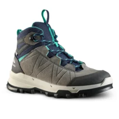 Quechua Waterdichte Hoge Bergwandelschoenen Voor Kinderen MH500 Grijs/blauw Maat 28-39